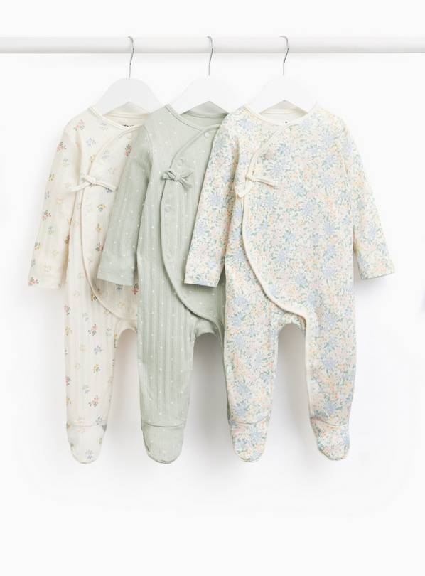 Floral Print Wrap Over Sleepsuits 3 Pack 6-9 months